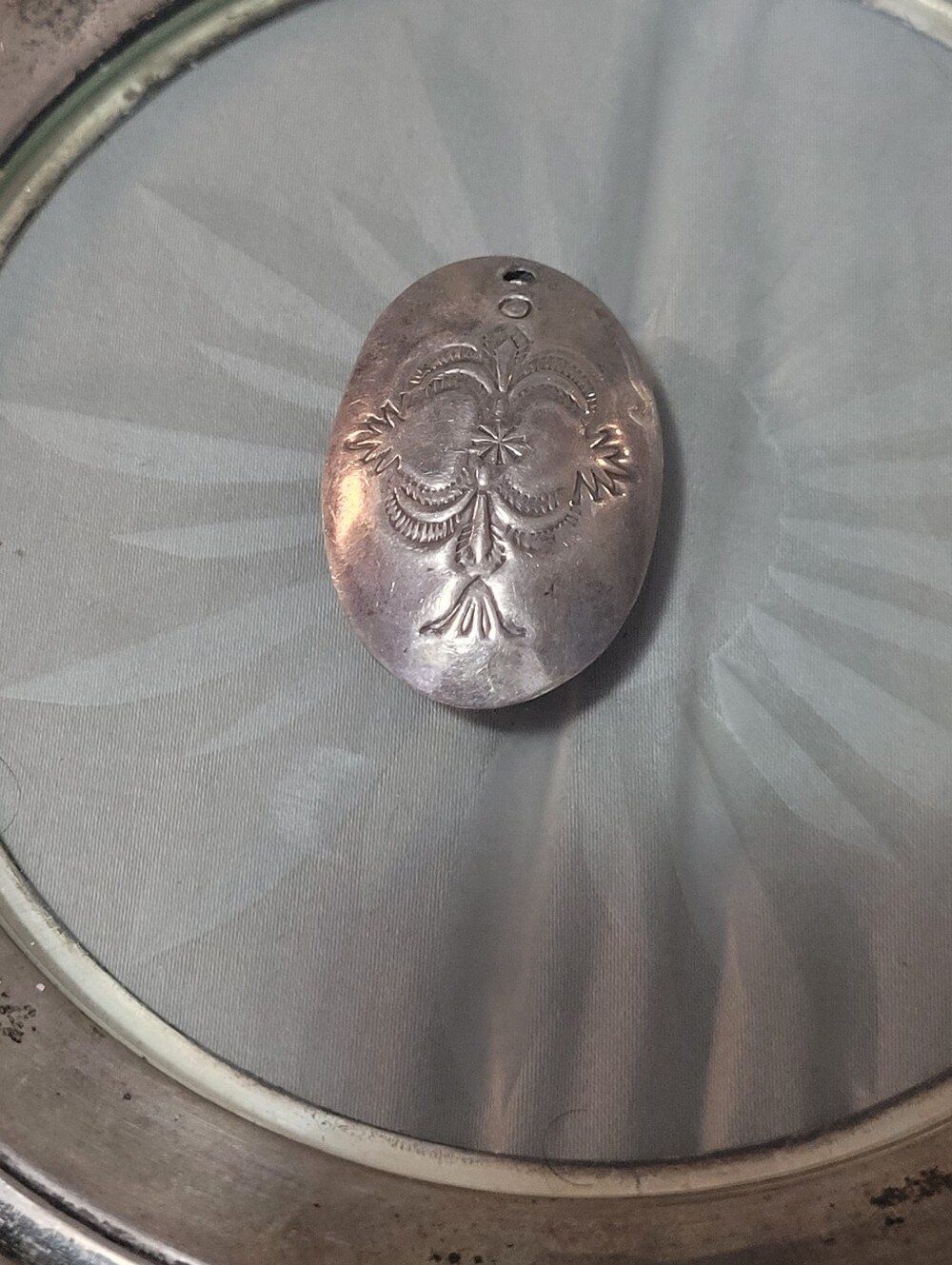 Silver Sterling Engraved Oval Pendant -